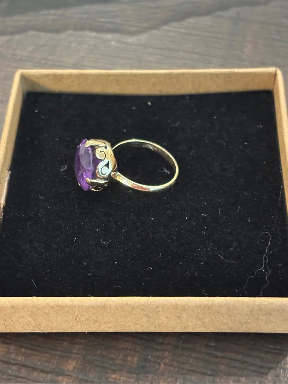 Vintage 14K Yellow Gold Round Amethyst Ring - Size 6